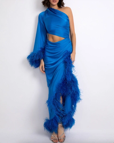 cobalt blue one shoulder maxi dress Cobalt Blue Velvet Dress Urban Royal Blue Velvet Dress One-Shoulder Maxi  Dress Column Dress