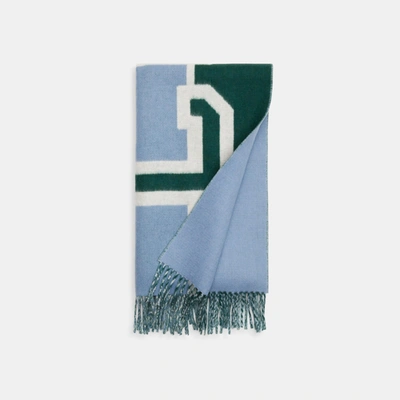 Coach Outlet Reversible Colorblock Varsity Print Oversized Muffler In Blue