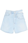 Agolde Cut-out Waistband Denim Shorts In Blue