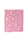 Alexander Mcqueen Skull-motif Fringed-edge Scarf In Pink