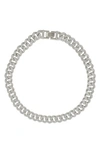 Adornia 14k Gold Plated Pavé Cz Curb Chain Necklace In Silver