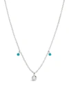 Sterling Forever Black Enamel & Cubic Zirconia Charm Necklace In Silver - Green