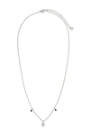 Sterling Forever Dnu 0 Units Sold  Silver Cz & Enamel Charm Necklace In Silver - Black
