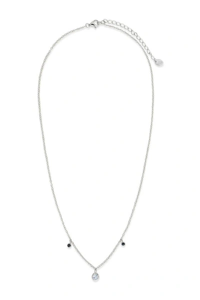 Sterling Forever Black Enamel & Cubic Zirconia Charm Necklace In Silver - Black