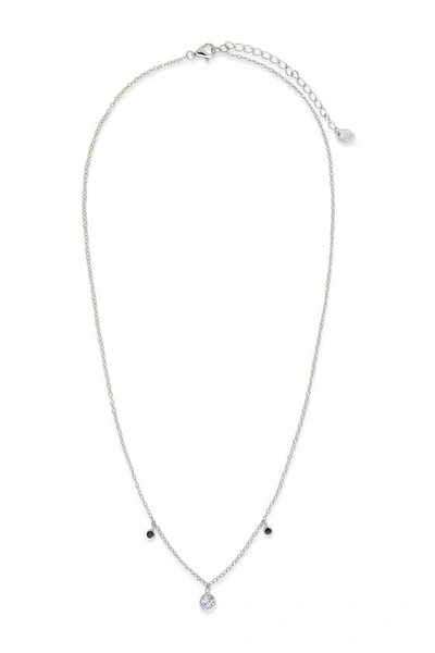 Sterling Forever Dnu 0 Units Sold  Silver Cz & Enamel Charm Necklace In Silver - Black