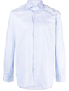 Borrelli Optical White Cotton Shirt With Spread Collar In White
