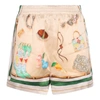 Casablanca Graphic-print Silk Shorts In Multicolour