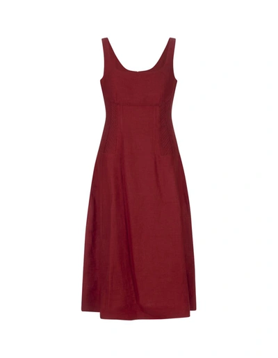 Chloé Linen Midi Dress In Peppery Red