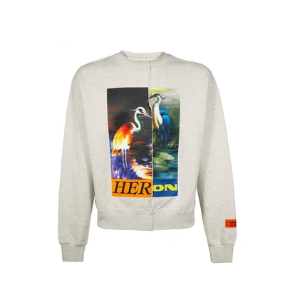 Heron Preston Embroidered Printed French Cotton-terry Sweatshirt In Gray