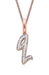 Monica Vinader Diamond Initial Pendant Charm In Rose Gold/ Diamond- Q