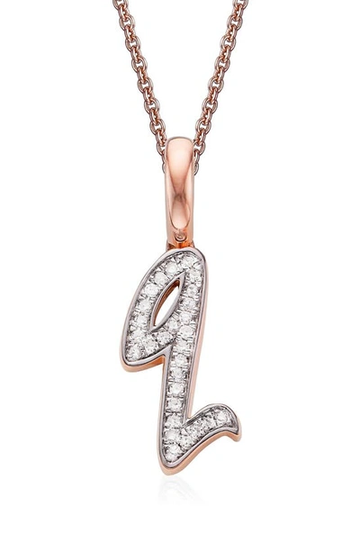 Monica Vinader Diamond Initial Pendant Charm In Rose Gold/ Diamond- Q