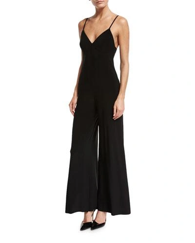 NORMA KAMALI WIDE-LEG SLIP JUMPSUIT, BLACK,PROD121800064