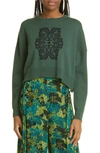 Max Mara Sir Logo Graphic Wool Crewneck Sweater In Green