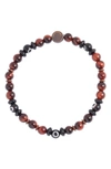 Caputo & Co Evil Eye Bead Bracelet In Red Tiger Eye