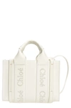 Chloé Chloe Mini Woody Leather Tote Bag In White 101