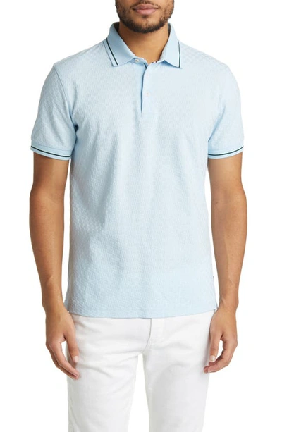 Ted Baker Palos Regular Fit Textured Cotton Knit Polo In Blue
