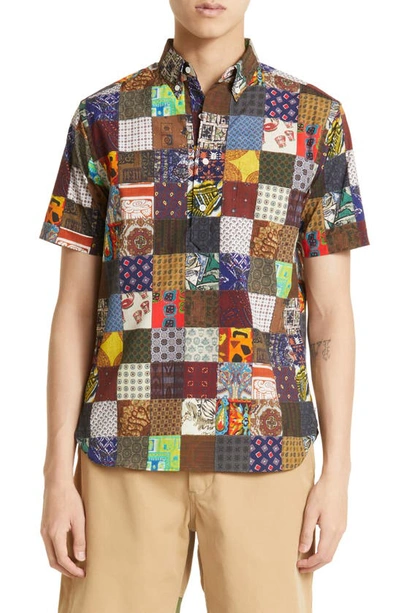 Beams Multicolor Graphic Shirt In Brown