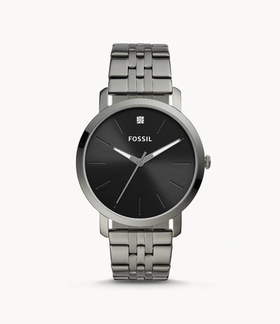 Fossil Men's Lux Luther Three Hand Gunmetal Gray Bracelet Watch 44mm In Black