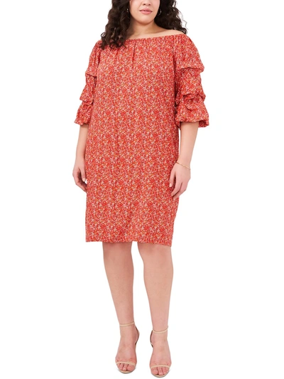 Vince Camuto Plus Size Printed Bubble-sleeve Shift Dress In Multi