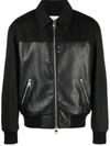 Alexander Mcqueen Leather And Fabric Bomber Jacket In Black