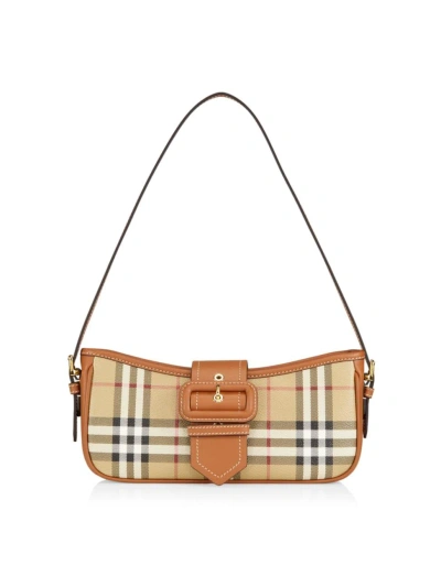 Burberry Women's Check Coated Canvas Shoulder Bag In Briar Brown Check