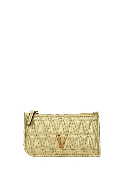 Versace Coin Purses Leather Gold