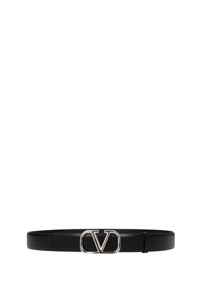 Valentino Garavani Black Leather Vlogo Signature Belt