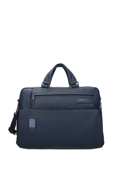 Piquadro Work Bags Leather Blue Blue Navy