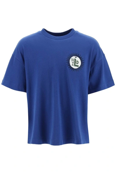 Emporio Armani Sustainable Collection Organic American Jersey T-shirt With Patch In Blue
