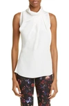 Adam Lippes Drape Neck Sleeveless Silk Crepe Tunic Top In Ivory