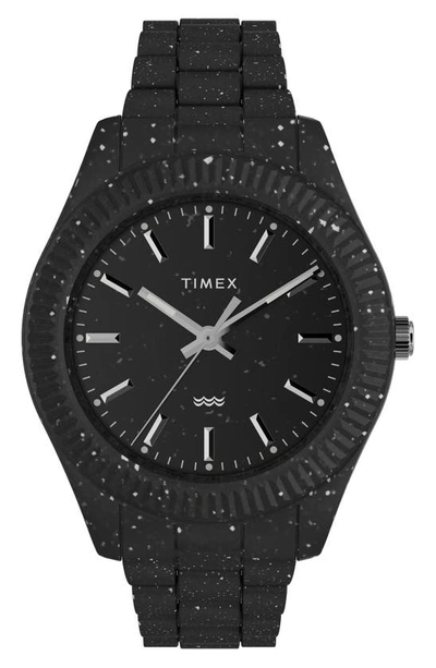 Timex ® Legacy Ocean Recycled Plastic Bracelet Watch, 42mm In Black