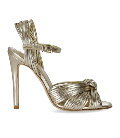 Ncub Platinum Heeled Sandal With Bow In Neutrals