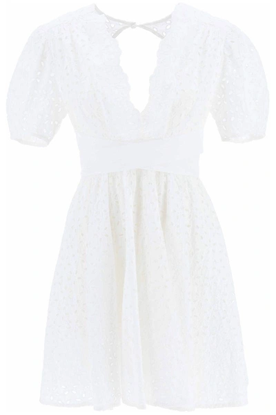 Pinko Broderie Anglaise Short-sleeved Minidress In White