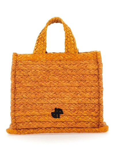 Patou Jp Raffia Tote Bag In Orange