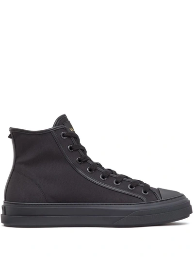 Valentino Garavani Totaloop Nylon And Leather High-top Sneaker In Black