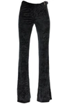 Versace Knotted Stretch Velour Flared Pants In Black