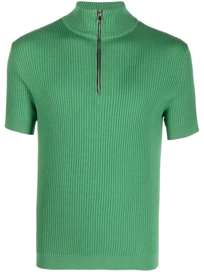 Winnie Ny Ribbed-knit Short-sleeve Jumper In Green