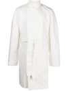Winnie Ny Stand-up Collar Belted Cotton Coat In Nude &amp; Neutrals