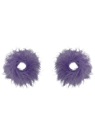 Lapointe Feather Cuffs In Lavender