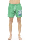 BIKKEMBERGS BIKKEMBERGS GREEN POLYESTER MEN'S SWIMWEAR