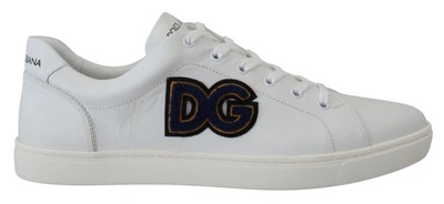 Dolce & Gabbana White Leather Dg Logo Casual Sneakers Shoes