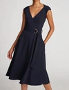 HALSTON HERITAGE Shelbee Dress In Tech Suiting In Midnight
