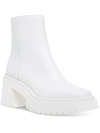 Steve Madden Fella Womens Leather Lug Sole Ankle Boots In White