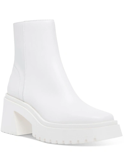 Steve Madden Fella Womens Leather Lug Sole Ankle Boots In White