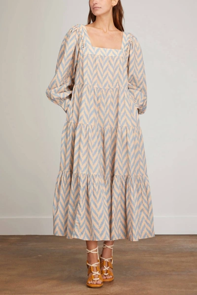 Ulla Johnson Georgina Chevron-print Tiered Dress In Grey