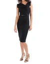Black Halo Jackie O Belted Sheath In Stretch Gabardine In Black