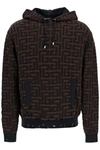 Balmain Monogram-jacquard Cotton Hoodie In Multicolor