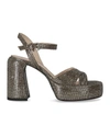 Elena Iachi Lexy Black Gold Heeled Sandal In Black