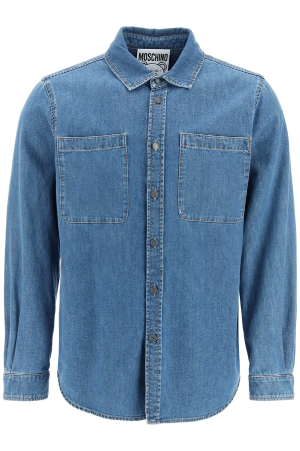 Moschino teddy bear-print denim shirt - Blue
