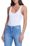 L Agence Womens Ribbed Cotton Stretch Bodysuit In White